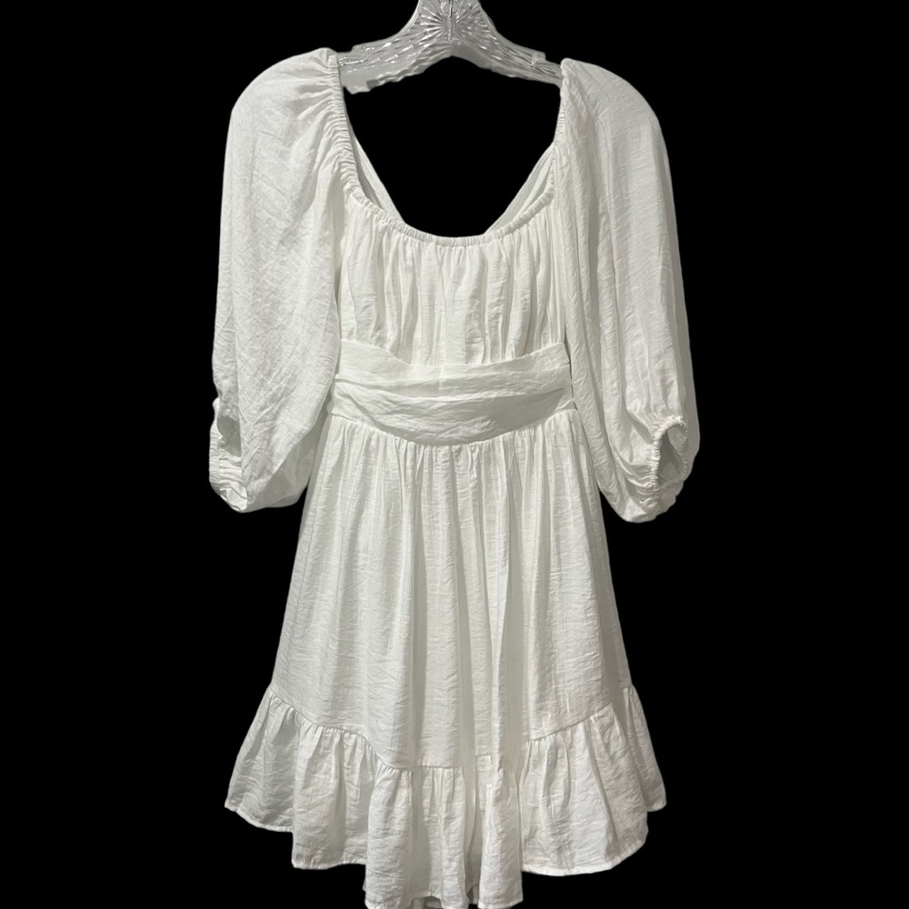 Saints + Secrets Dress White Small Balloon Sleeves tie‎ Back Fairy Festival NEW